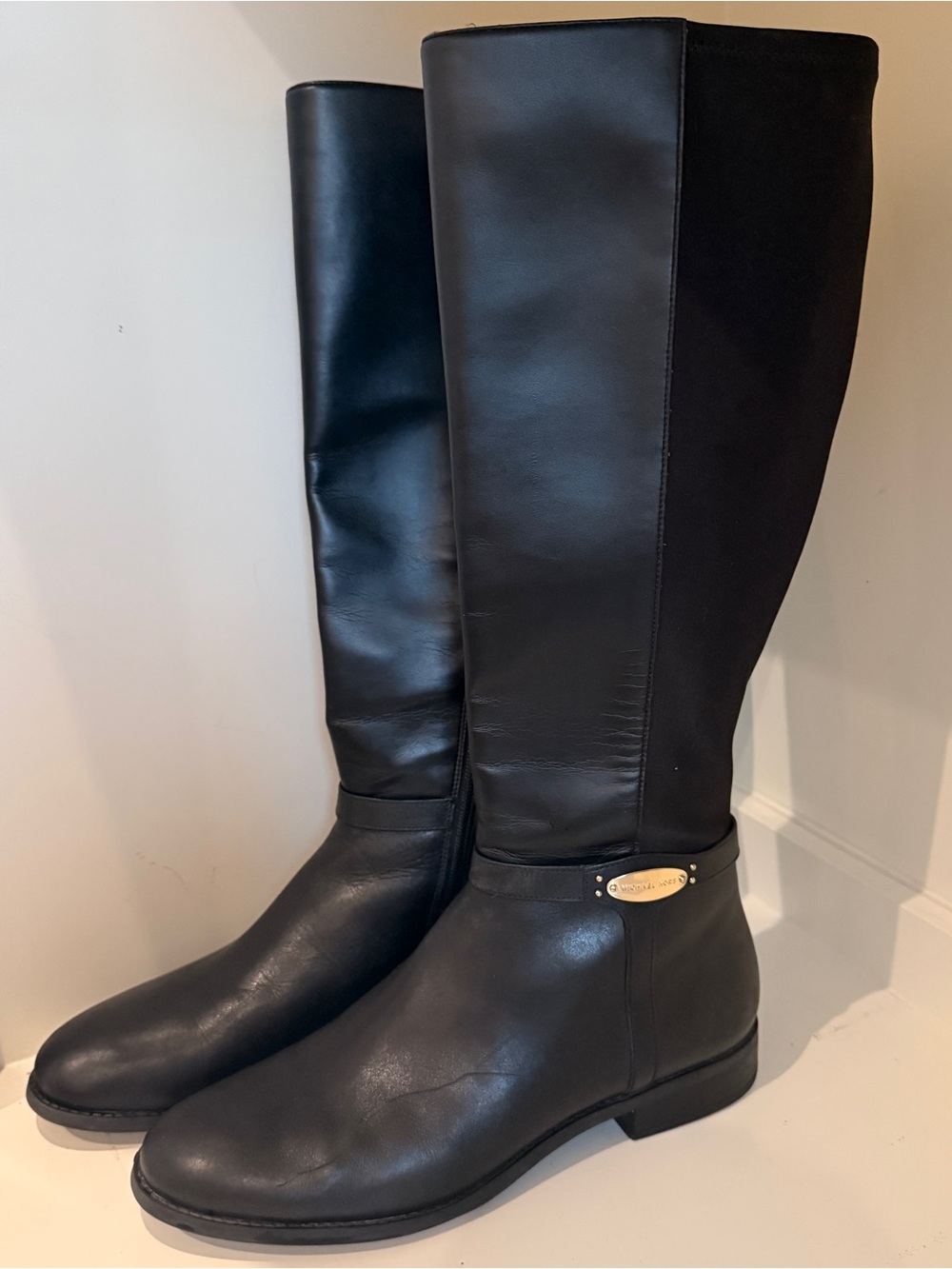 Michael Kors Black Over-the-Knee Leather Riding Boots